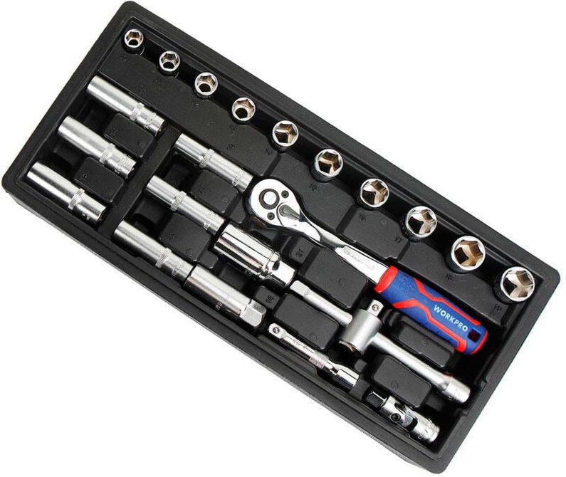 Schlagschlüssel- und Nusskasten 3/8 Zoll, 23 Stück, (metrisch)