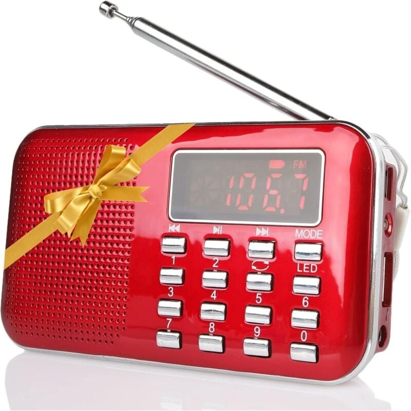 Wiederaufladbares tragbares Radio fm/am usb Micro-SD und integrierter MP3-Player (Rot) - Csparkv