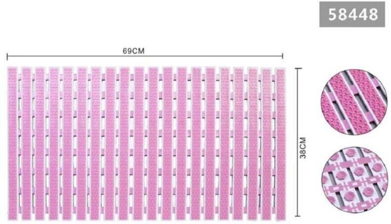 Vtizikl Tappeto Doccia Antiscivolo 69x38cm Tappetino Vasca Bagno Rettangolare Rosa 58448 -