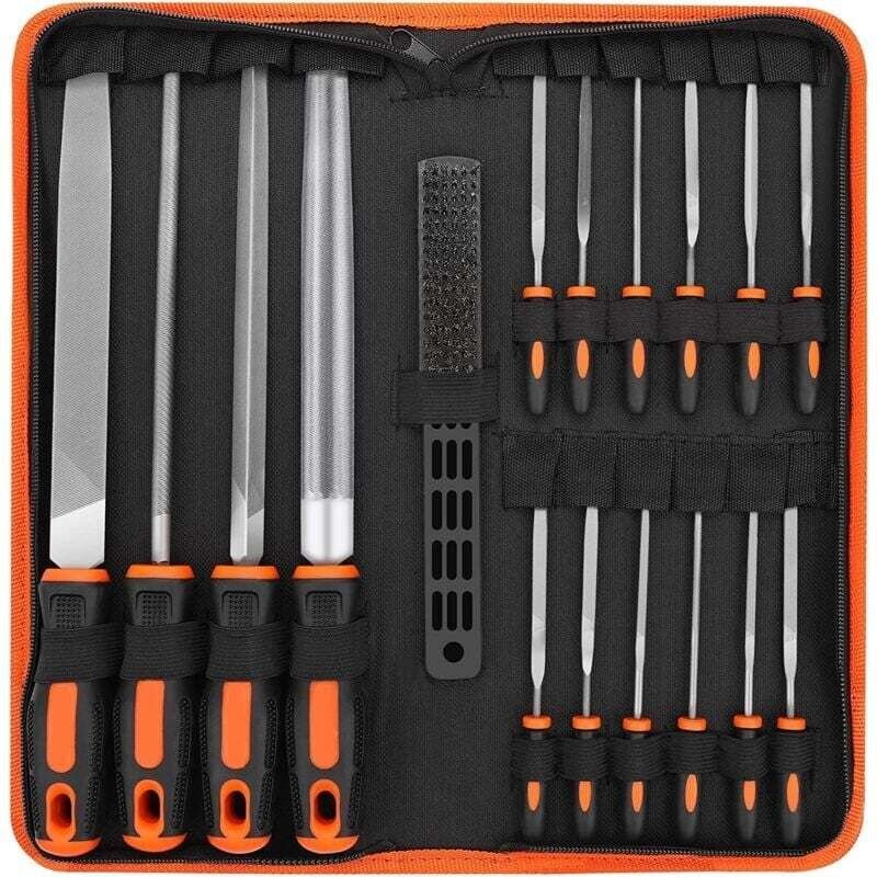 Feilen und Raspeln, T12 Schmiedestahl-Metallfeile, 4 große Metallfeilen, 12 Metallnadelfeilen und 1 Reinigungsbürste, Me...