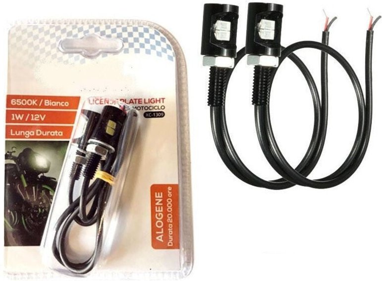 Trade Shop - KIT 2PZ LED LICHT FÜR TARGA MOTOCICLO MOTO LUCE BIANCA 6500K 1W ALOGENE XC-1309 -