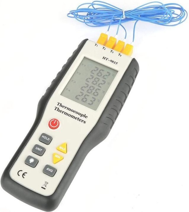 Digitales Thermoelement-Thermometer, 4-Kanal-Thermometer mit K-Typ-Thermoelementsensor, digitales Thermometer mit Min/Ma...