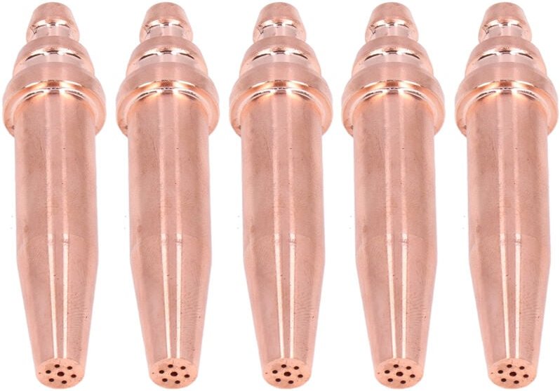 Satz mit 5 Acetylen-Schneiddüsen, 1,4 mm Lochdurchmesser G02-2 mit Aufbewahrungsbox für Brenner.