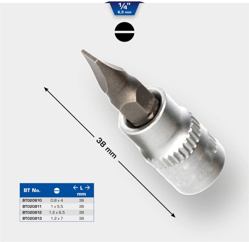 Brilliant Tools - 1/4' Schlitz Bit-Stecknuss, 1,2 x 6,5 mm