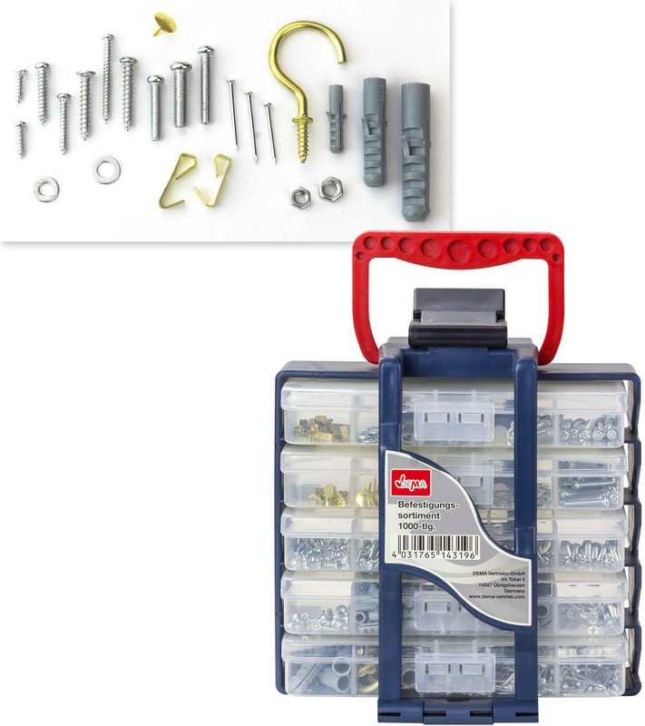 Befestigungs-Sortiment 5 Tabletts 1000 tlg.