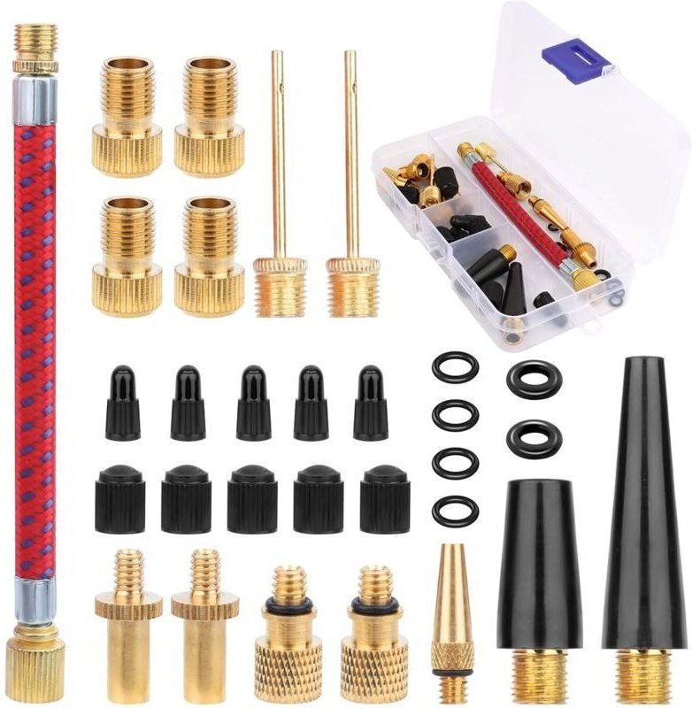 Presta-Ventil-Adapterset für Fahrradpumpen – 30 Aufblasdüsen mit Aufbewahrungsbox