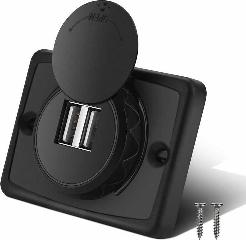 SJLERST Suuonee Dual USB Autoladegerät, 3.1A Auto Dual Black ABS USB-Anschluss Ladegerät Steckdose 12V LED Wasserdicht