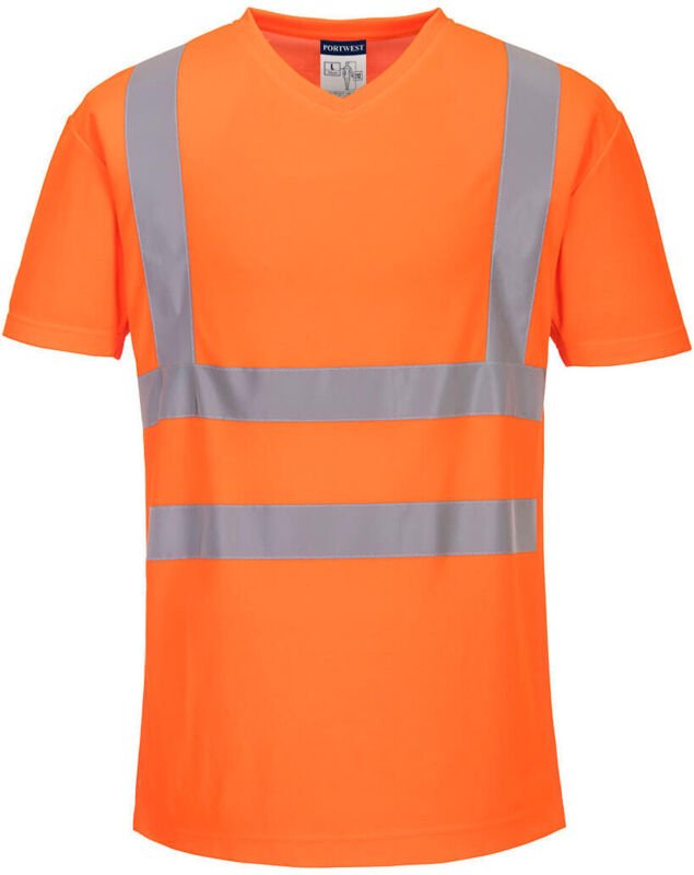 V-Ausschnitt T-Shirt mit seitlichen Einsätzen aus luftiger Mesh in Farbe: Orange Größe XXL - Portwest