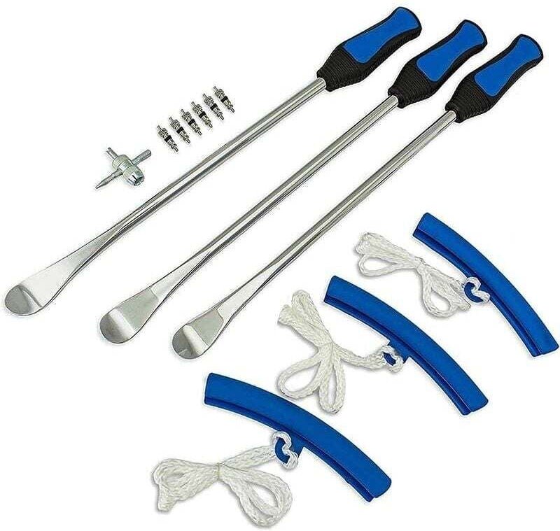 14,5" Stahlreifen-Werkzeugset: Enthält 3 Reifenheber, 3 Felgenschützer, ein Ventilwerkzeug, 6 Ventileinsätze, einen Moto...