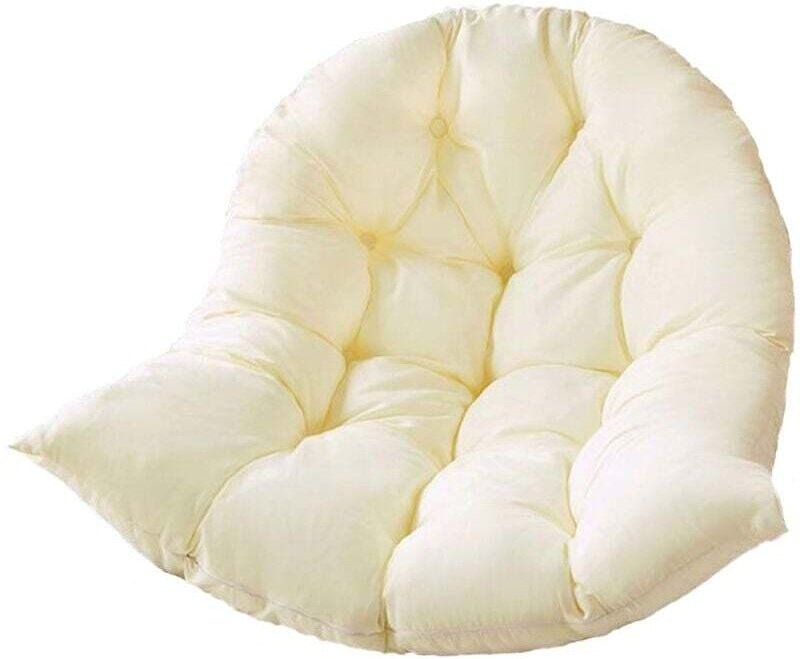 Ulisem waschbares Sitzkissen für Gartenschaukelstühle, Sitzbezug für Hängesessel für drinnen und draußen, Beige/Weiß (oh...