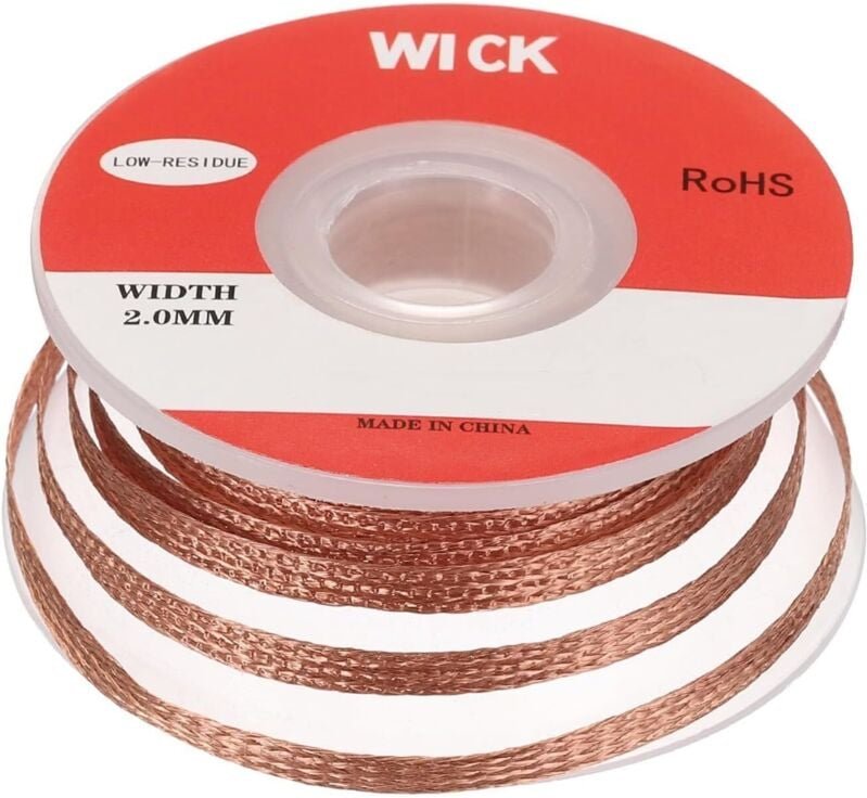 Bluedeer - Lötlitze, 1 Stück Entlötlitze Set Kupfer Entlötdraht No-Clean Entlötlitze 2mm Entfernen des Lötzinns zum Zerl...