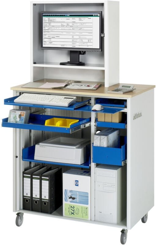 Rau Computer-Station mit Monitorengehäuse mobil BxTxH 1030x660x1810mm