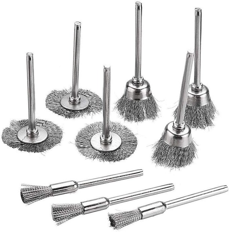 45-teiliges Set aus Edelstahl-Drahtbürsten für Bohrmaschinen, Dremel-Bürsten und Zubehör für Rotationswerkzeuge zum Rein...