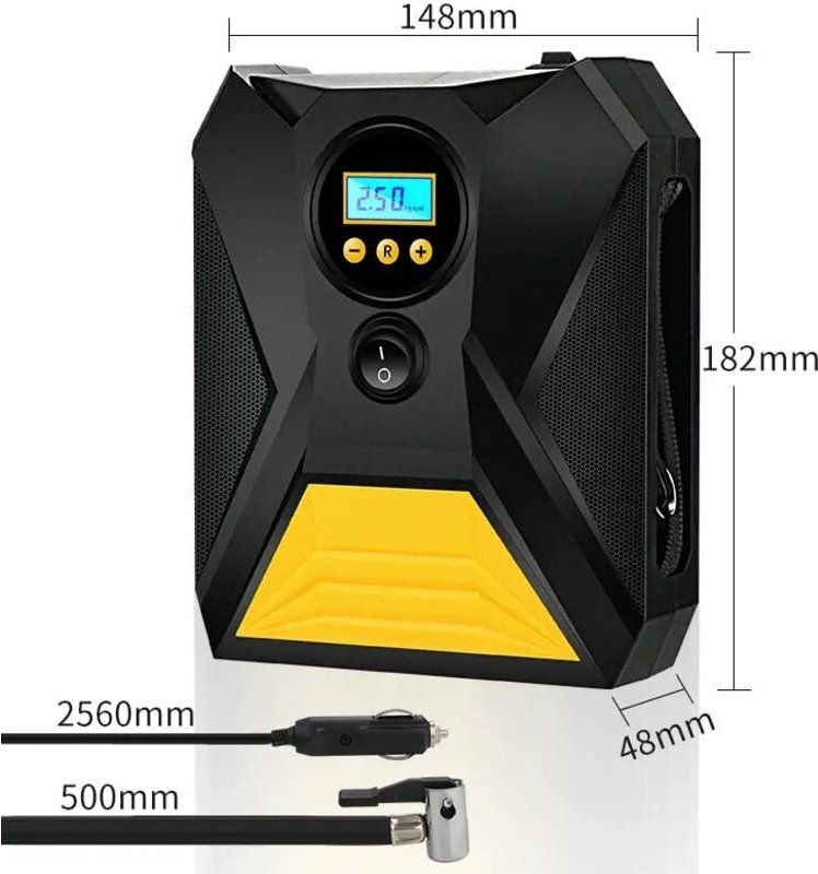 Tragbarer Autoreifenfüller mit Digitalanzeige, 12-V-Luftkompressor, Speicherfunktion, automatischer Abschaltung, LED-Lic...