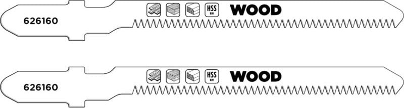 KWB - 2x Stichsägeblätter Laminat, Kurvenschnitt (geeignet für Laminat, Hartholz, Bi-Metall, gehärtete Zähne, verkürzter...