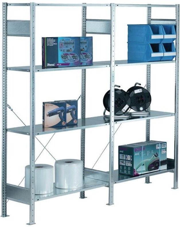 Schulte Lagertechnik - schulte Steckregal H2000xB1.000xT400mm Grundr.verz.2 Rahmen,4 Fbd.Trgf.150kg Feldl.1300kg - 12740...