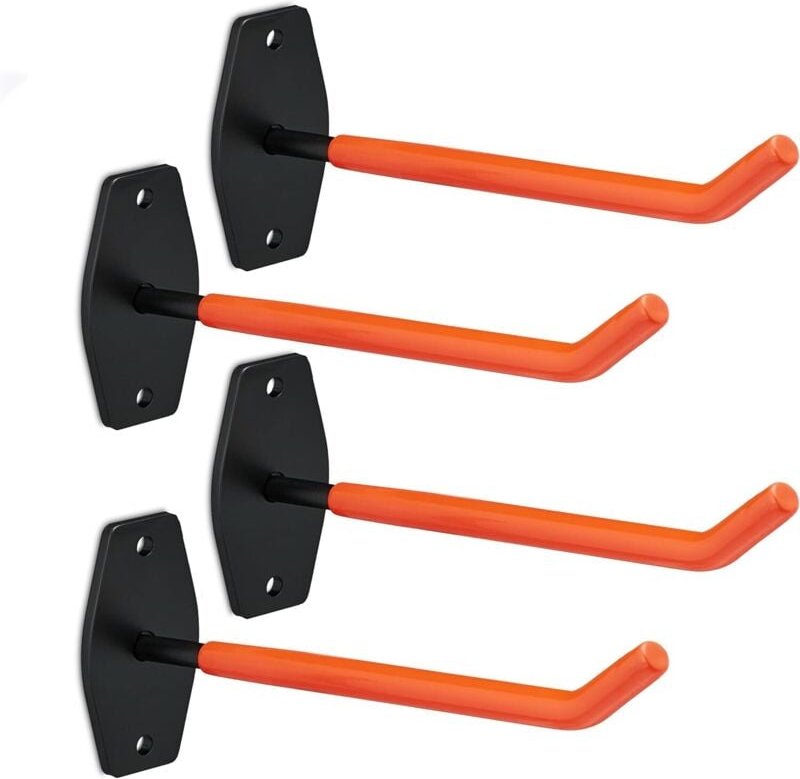 Reifenregal zur Wandmontage, 4er-Set, für Reifen und Felgen bis 40 kg, Stahl, orange - schwarz