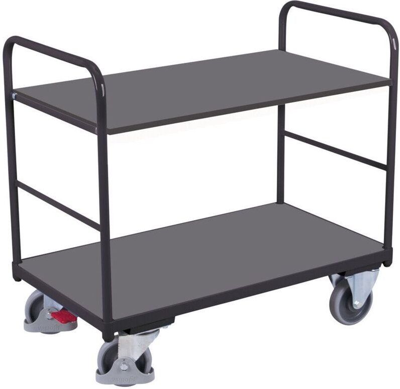 VARIOfit Etagenwagen, niedrig mit 2 Ladeflächen 850x500mm Anthrazitgrau RAL 7016