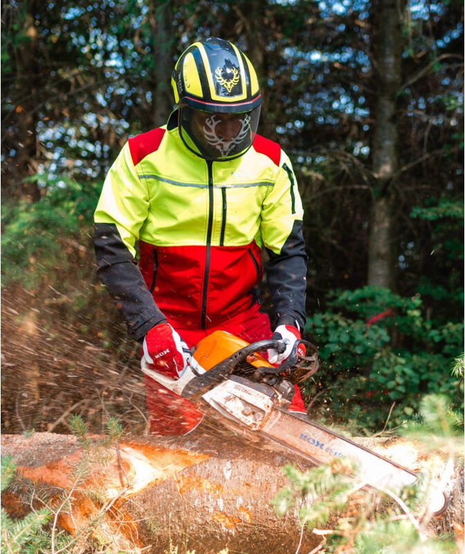 KOX Forstjacke Transform Rot/Gelb Größe 54/56 KWF-Profi Wasserabweisend Atmungsaktiv