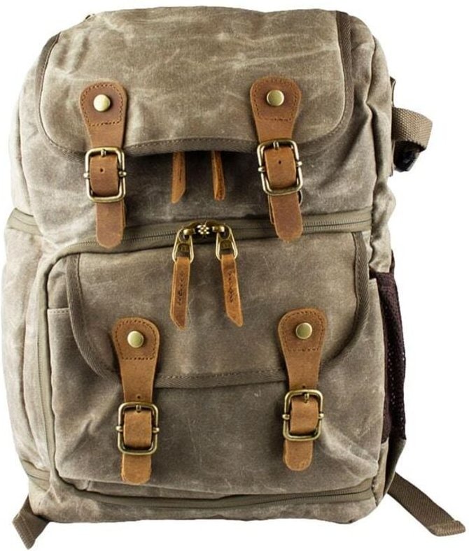 Robuster kamera rucksack im vintage design - braun