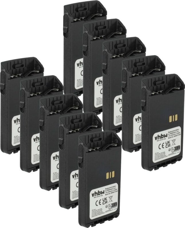 vhbw 10x Akku kompatibel mit Motorola MOTOTRBO DP3441 Funkgerät, Walkie Talkie (1600 mAh, 7,4 V, Li-Ion)