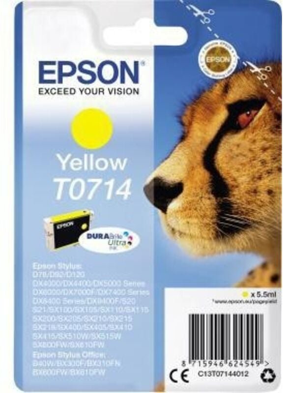 Epson - Tintenpatrone Originalzubehör T0714 ca. 415 Seiten gelb 5,5ml
