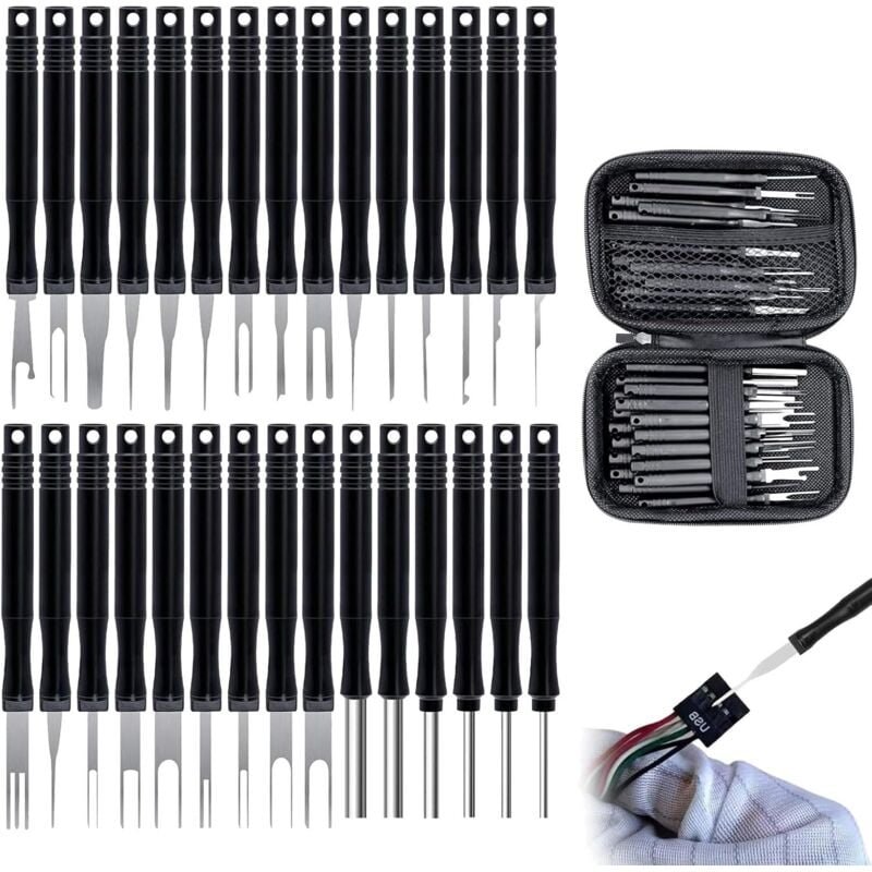 30-teiliges Klemmenauswerfer-Set, Klemmenabzieher, Klemmentrennwerkzeuge mit wasserdichter Werkzeugtasche, Auto-Entriege...