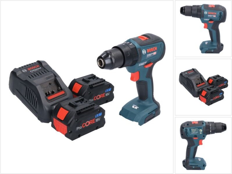 Bosch gsb 18V-55 Professional Akku Schlagbohrschrauber 18 v 55 Nm Brushless + 2x ProCORE Akku 5,5 Ah + Ladegerät