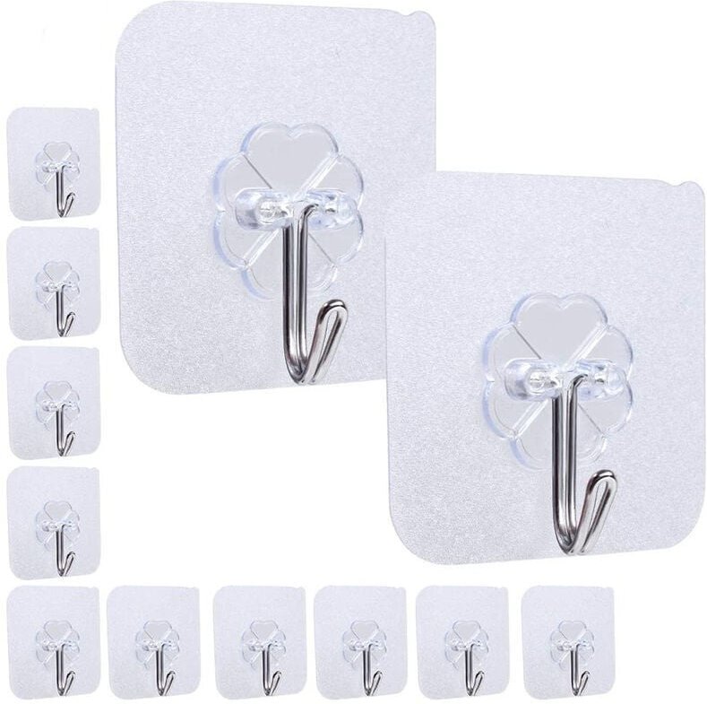 Linghhang - 12x Transparente Wasserdichte Klebehaken Geeignet für Wohnzimmer Badezimmer Küche