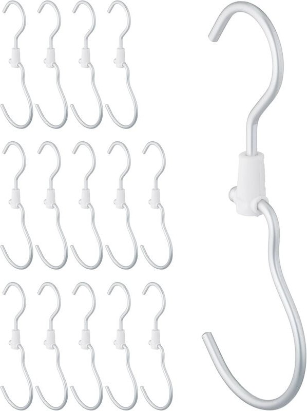 15 x Haken für Kleiderstange, Kleiderhaken, Hängehaken, Metallhaken zum Aufhängen von Kleidung, Einhängehaken, silber