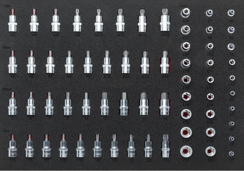 Steckschlüsseleinsatz Satz, Vierkant hohl 6,3 mm (1/4), Vierkant hohl 10 mm (3/8), Vierkant hohl 12,5 mm (1/2), Außen to...