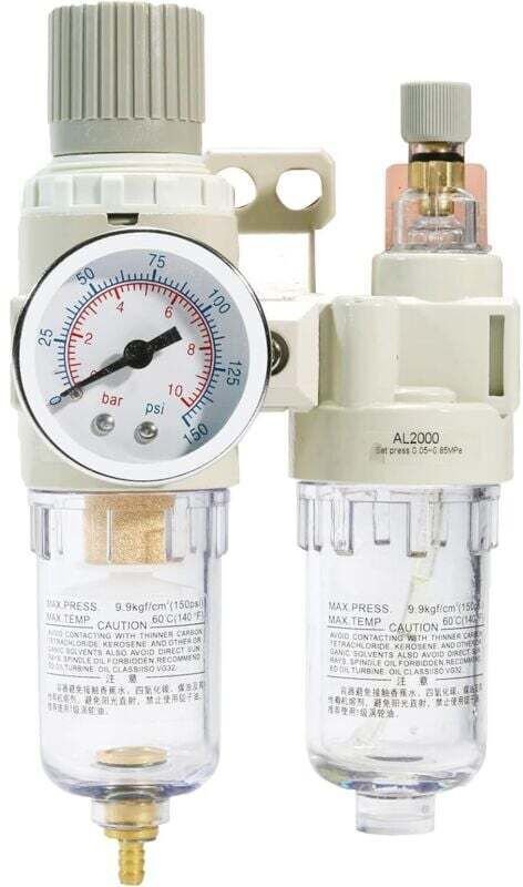 1/4"-NPT-Druckluftfilter/-regler, Öler, Luftkompressor/-trockner, Wasser-/Ölabscheider mit Manometer (0–150 PSI), halbau...