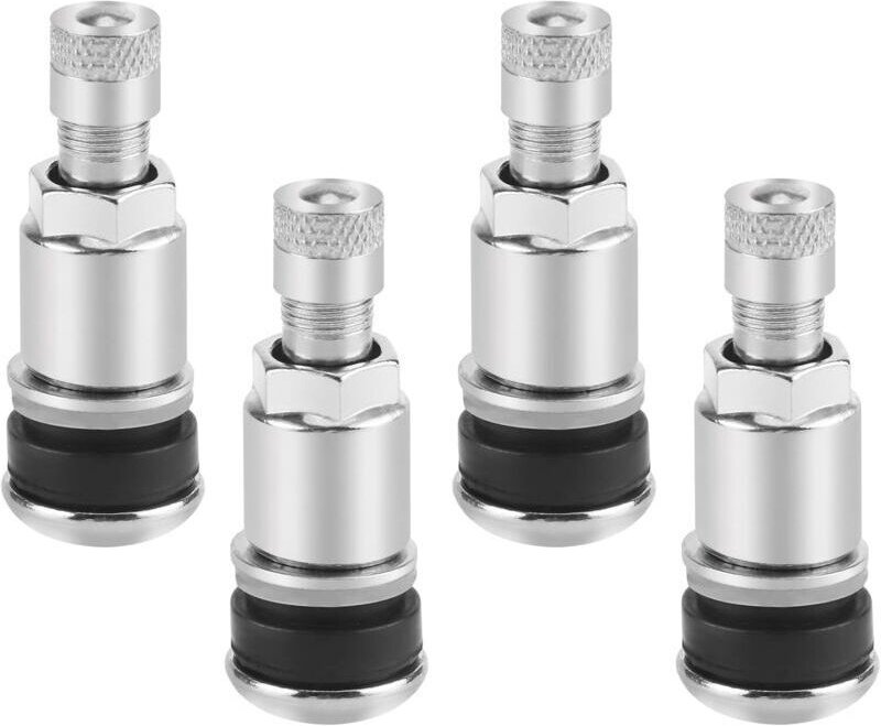 4 Stück Autoreifenventile, universelle silberne Metallventile, Metallfelgenventile für Motorrad und LKW