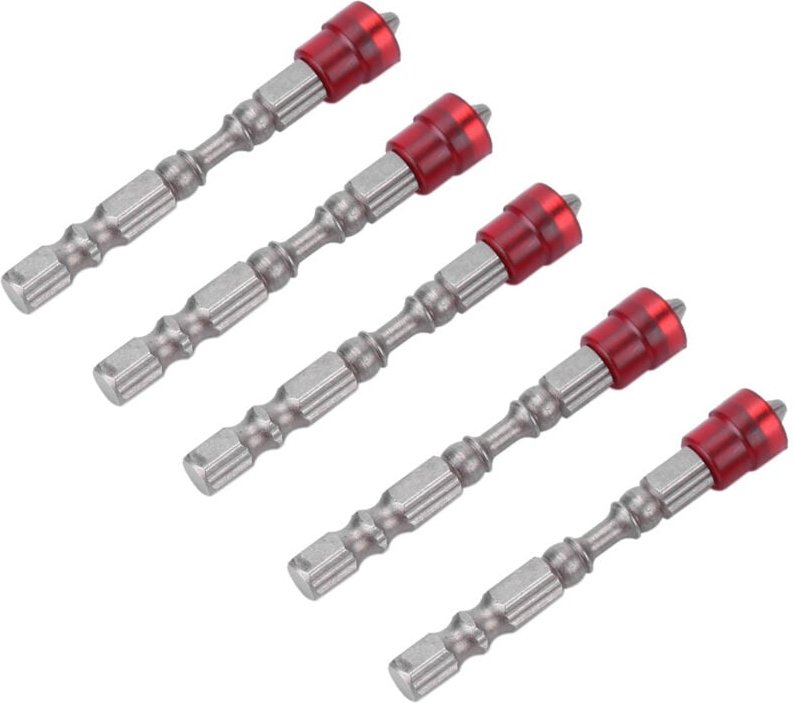 FTVOGUE 5-teiliges Set S2 Magnetische Stahl-Kreuzschlitzschraubendreher-Bits PH2 mit 1/4-Zoll-Sechskantschaft für Trocke...