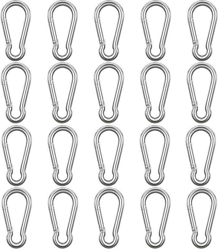 Federbelasteter Karabiner M6 aus Edelstahl (20er-Pack) – 6 cm – Vielseitiger Karabinerhaken für drinnen und draußen, z. ...