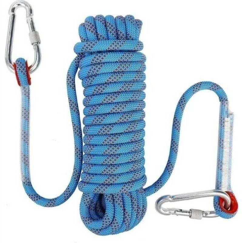10 mm statisches Sicherheitskarabiner-Kletterseil, Polyester-Bergsteigerseil, Rettungsseil zum Wandern, Bergsteigen und ...