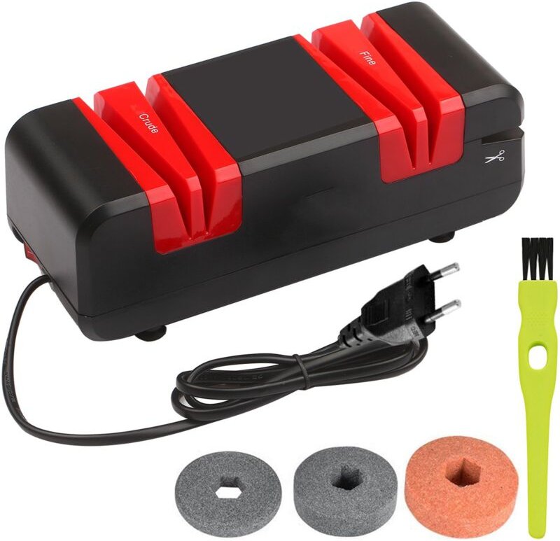 Rosvola Elektrischer Messerschärfer, professioneller Messerschärfer, Diamantbeschichtung, rutschfeste Basis, 3-in-1-Schä...