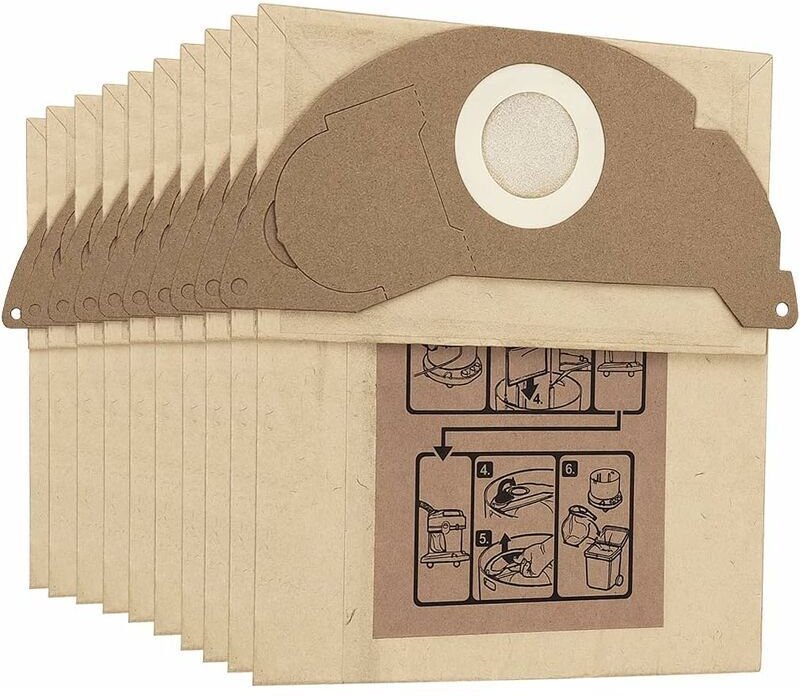 Packung mit 10 Ersatzstaubbeuteln für Kärcher Staubsauger WD2 MV2 WD2250 A2004 A2054 6.904-322.0