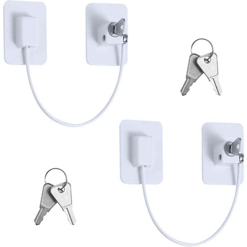 Vtizikl Lot de 2 verrous de sécurité pour fenêtre de réfrigérateur, avec 4 clés, adhésif puissant