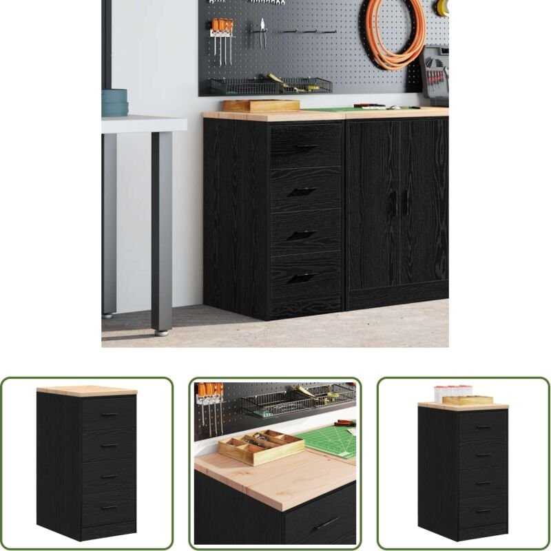 vidaXL Holzschrank - Garagen-Aufbewahrungsschrank Schwarz Massivholz Kiefer