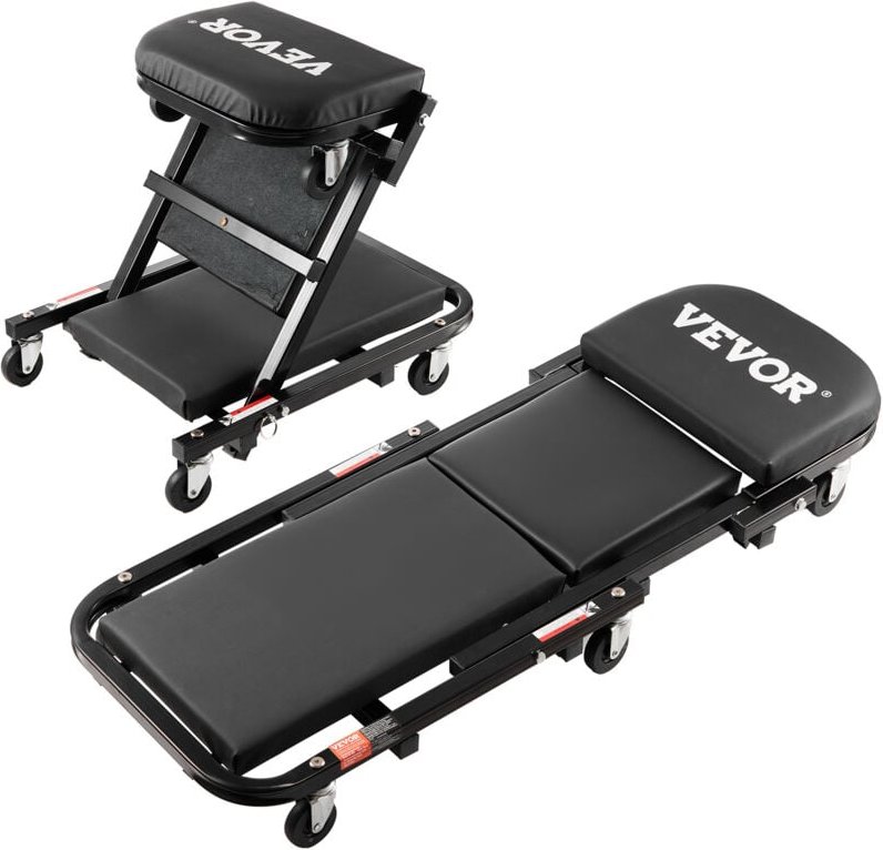 Werkstatt Rollbrett Montagerollbrett Werkstatthocker 2 in 1 Montageliege 1016 mm lang, rollender zusammenklappbarer Mech...