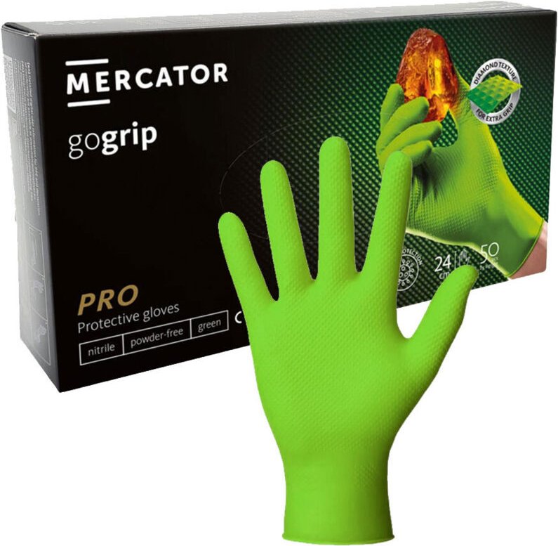 Nitrilhandschuhe, Größe M, grün, Mercator Gogrip, grün, 50 Stück
