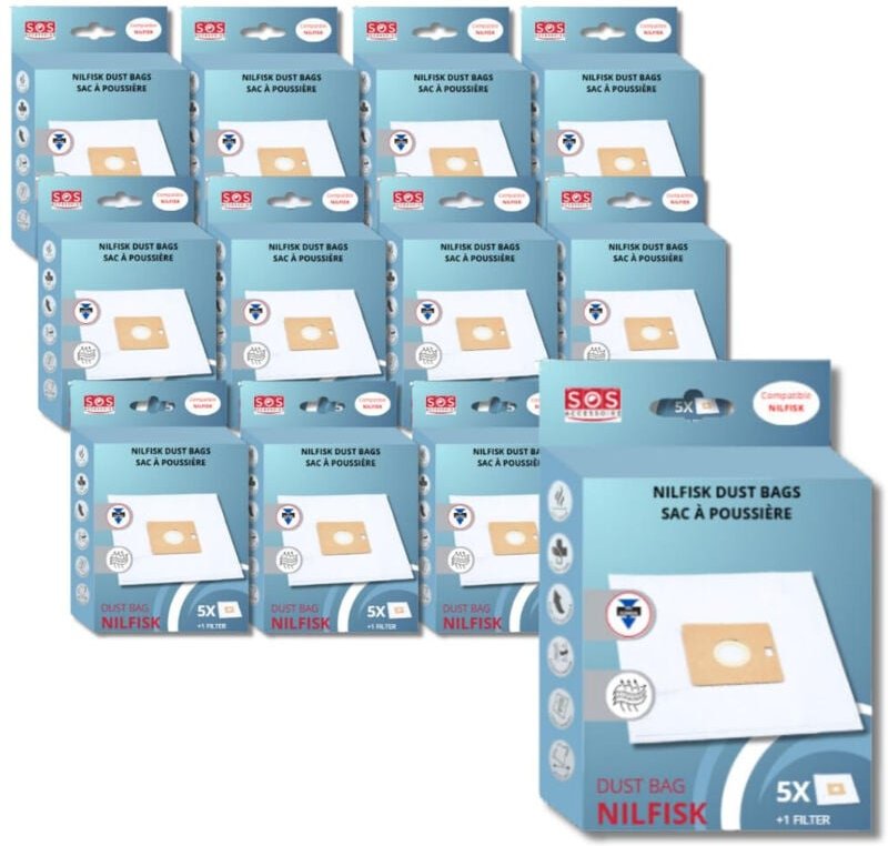 Ersatzteil - Set 12 Boxen à 5 Beuteln mit 1 Vorfilter coupe/compact/go/force - Nilfisk fakir