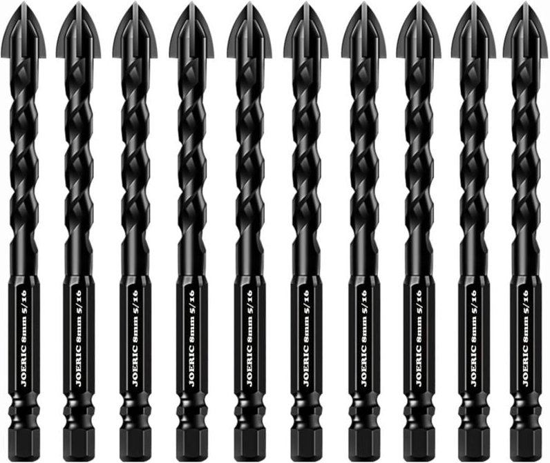 Ein Set aus 10 gezahnten 10-mm-Steinmetzbohrern, 10-mm-gezahnten Betonbohrern, geeignet für Fliesen, Ziegel, Glas, Kunst...
