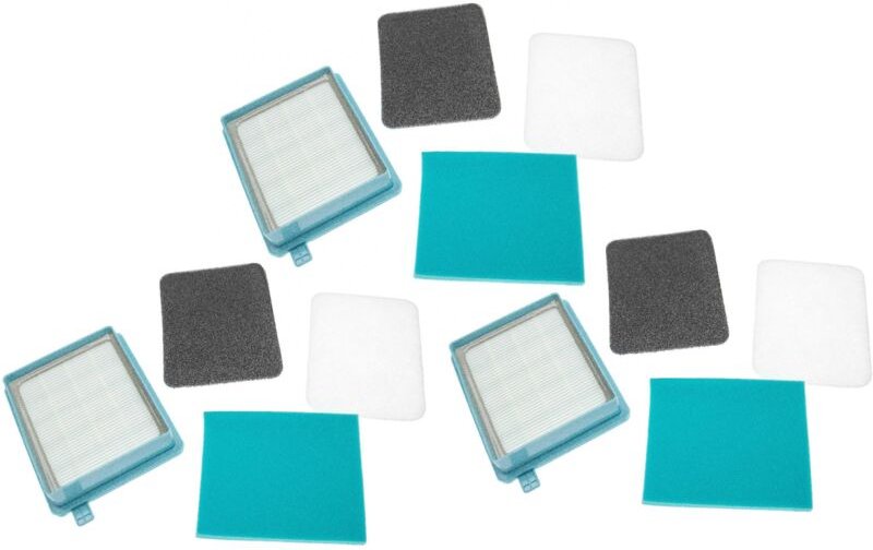 vhbw 6x Abluft-Filter, 3x HEPA-Filter, 3x Motoreinlassfilter kompatibel mit Philips PowerPro Compact FC9329 Staubsauger