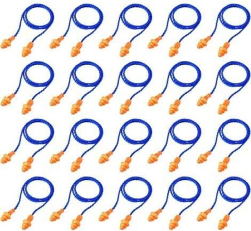 20 Paar blaue, wiederverwendbare Silikon-Ohrstöpsel mit Kordel, geräuschdämpfende Ohrstöpsel zum Schlafen, Gehörschutz