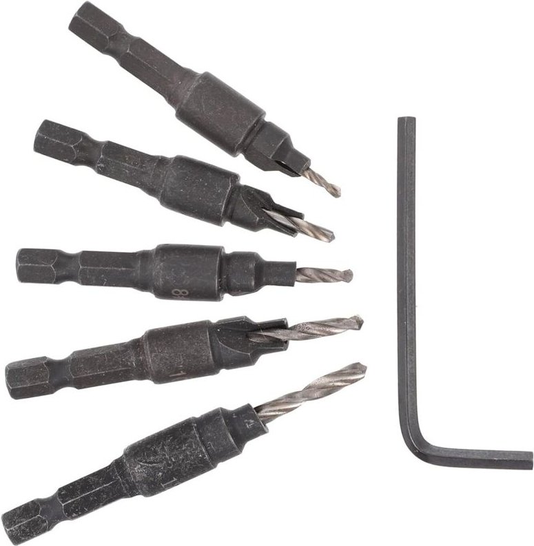 6 Stück Holzbohrer aus Schnellarbeitsstahl mit Innensechskantschlüssel Lochöffner für Holz Sperrholz und Möbelbohrungen ...