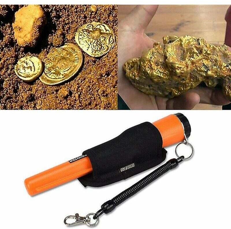 Tragbarer 360°-Metalldetektor mit Seitenerkennung, LED-Punktortungs-Metalldetektor-Scanner, gelb, 230 x 40 x 40 mm