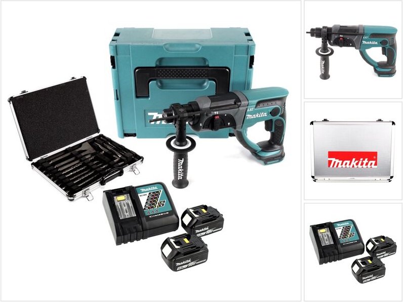 Makita - dhr 202 rtj 18 v Akku Kombihammer SDS-Plus im Makpac + 2x 5,0 Ah Akku + DC18RC Ladegerät + D-42444 SDS-Plus Boh...