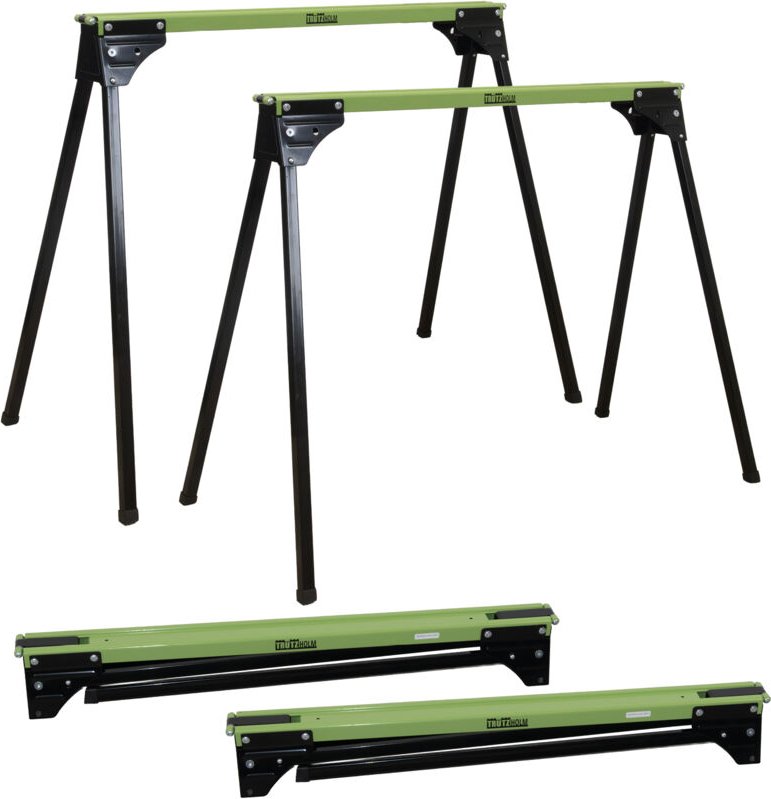 2x Arbeitsbock klappbar bis 1000 kg Stahl pulverbeschichtet grün schwarz Gerüstbock Unterstellbock